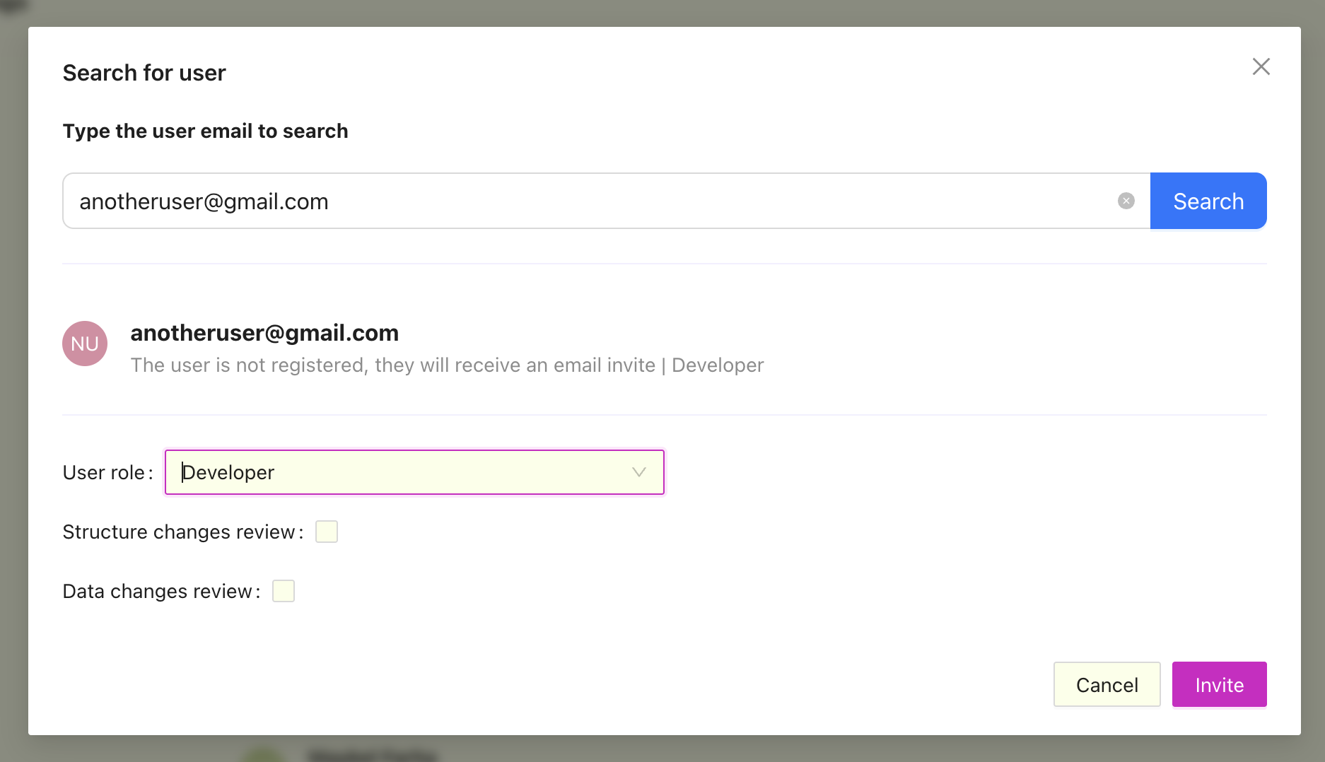 Add user project search